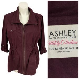 Ashley Anorak Jacket Womens 1x Burgundy Wine Red GORP Nature Nautical Utility